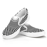 Spiral Illusory Motion Print White Slip On Shoes