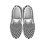 Spiral Illusory Motion Print White Slip On Shoes