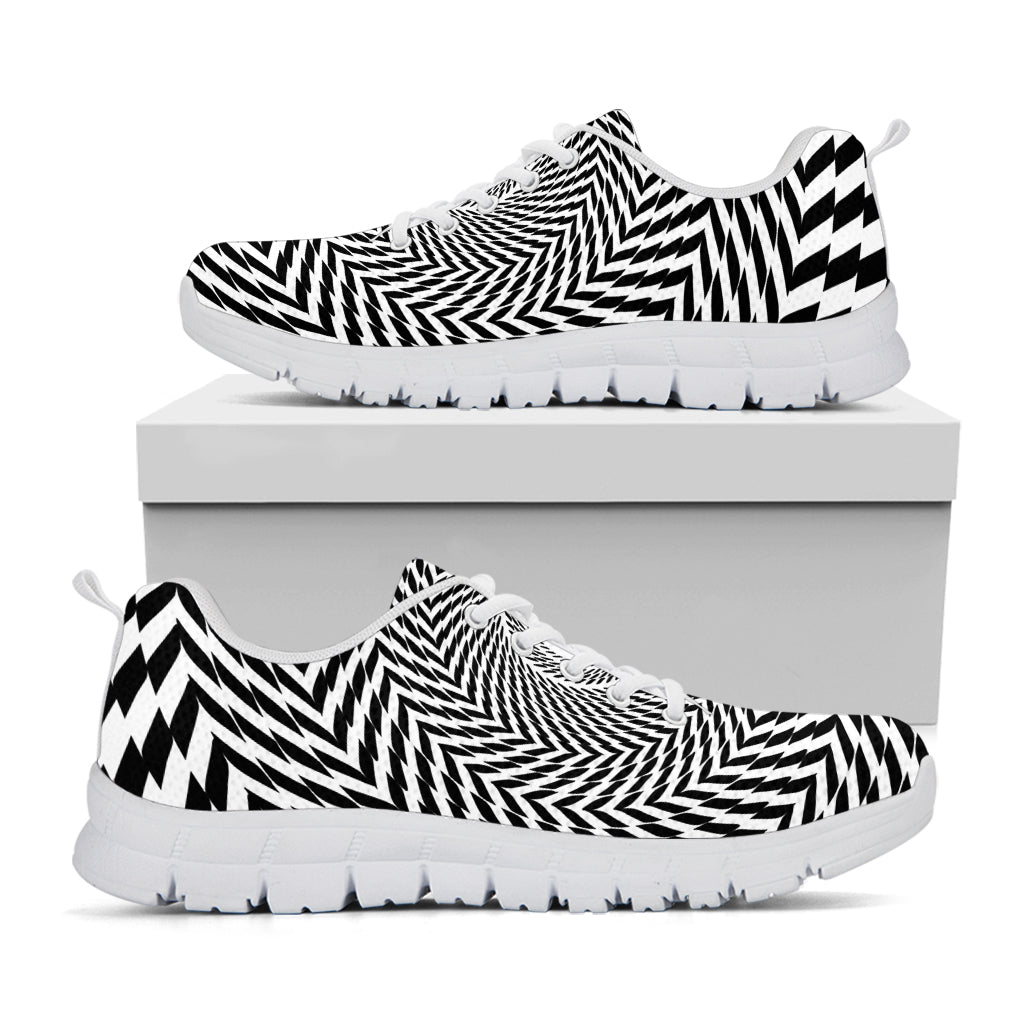 Spiral Illusory Motion Print White Sneakers