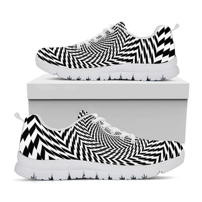 Spiral Illusory Motion Print White Sneakers