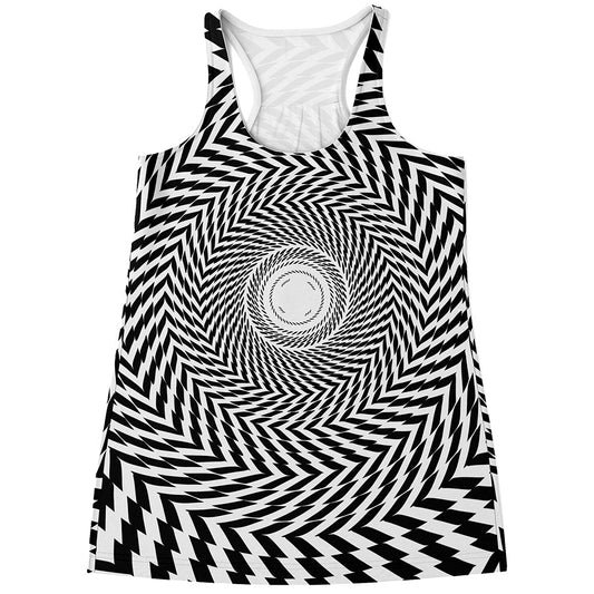 Spiral Illusory Motion Print Women's Racerback Tank Top