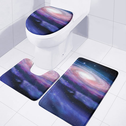 Spiral Milky Way Print 3 Piece Bath Mat Set