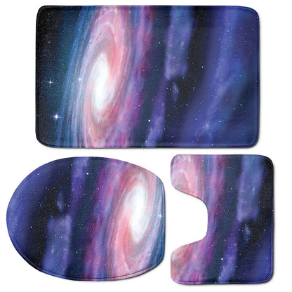 Spiral Milky Way Print 3 Piece Bath Mat Set
