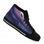 Spiral Milky Way Print Black High Top Shoes