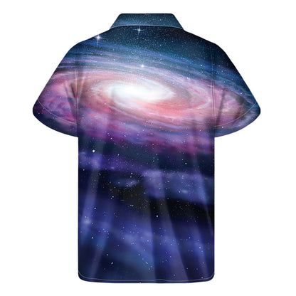Spiral Milky Way Print Men's Short Sleeve Shirt