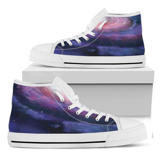 Spiral Milky Way Print White High Top Shoes