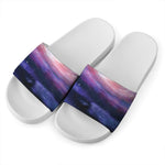 Spiral Milky Way Print White Slide Sandals