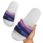 Spiral Milky Way Print White Slide Sandals
