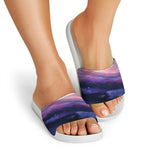 Spiral Milky Way Print White Slide Sandals