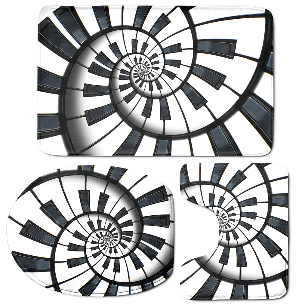 Spiral Piano Keyboard Print 3 Piece Bath Mat Set