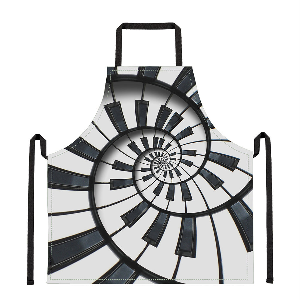 Spiral Piano Keyboard Print Apron