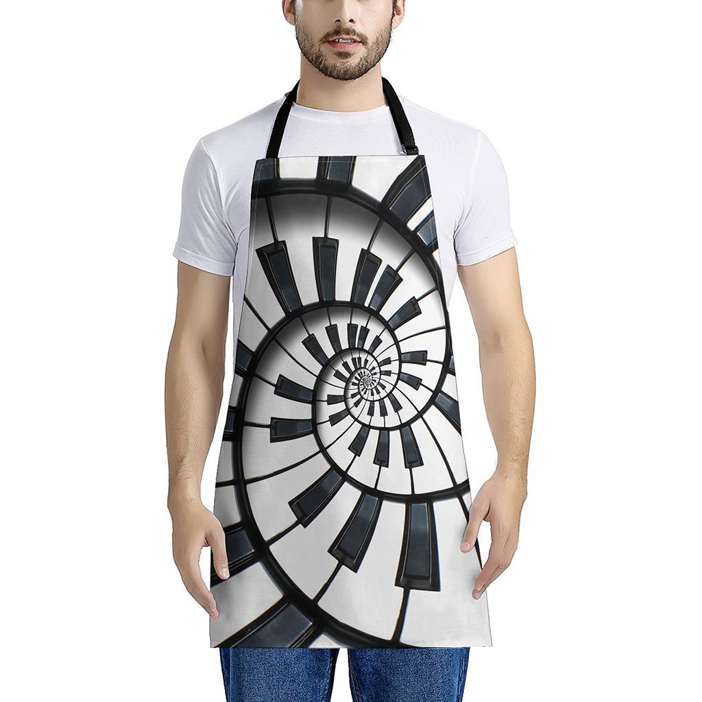 Spiral Piano Keyboard Print Apron