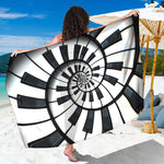 Spiral Piano Keyboard Print Beach Sarong Wrap