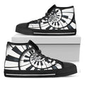 Spiral Piano Keyboard Print Black High Top Sneakers