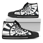 Spiral Piano Keyboard Print Black High Top Shoes