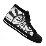 Spiral Piano Keyboard Print Black High Top Shoes