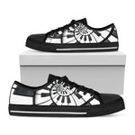 Spiral Piano Keyboard Print Black Low Top Shoes
