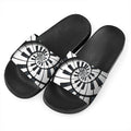 Spiral Piano Keyboard Print Black Slide Sandals