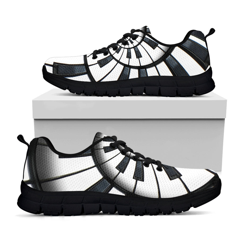 Spiral Piano Keyboard Print Black Sneakers