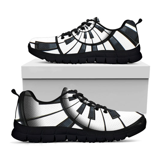 Spiral Piano Keyboard Print Black Sneakers