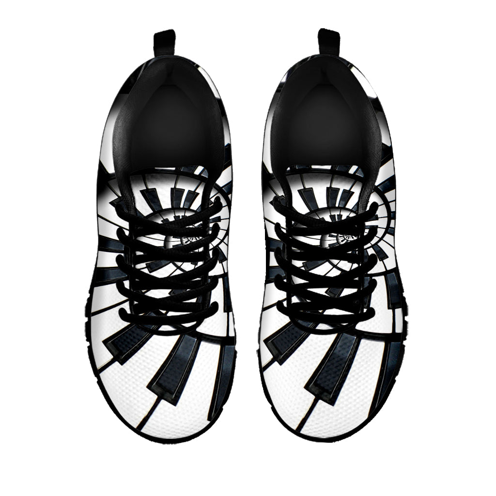 Spiral Piano Keyboard Print Black Sneakers