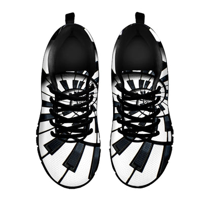 Spiral Piano Keyboard Print Black Sneakers