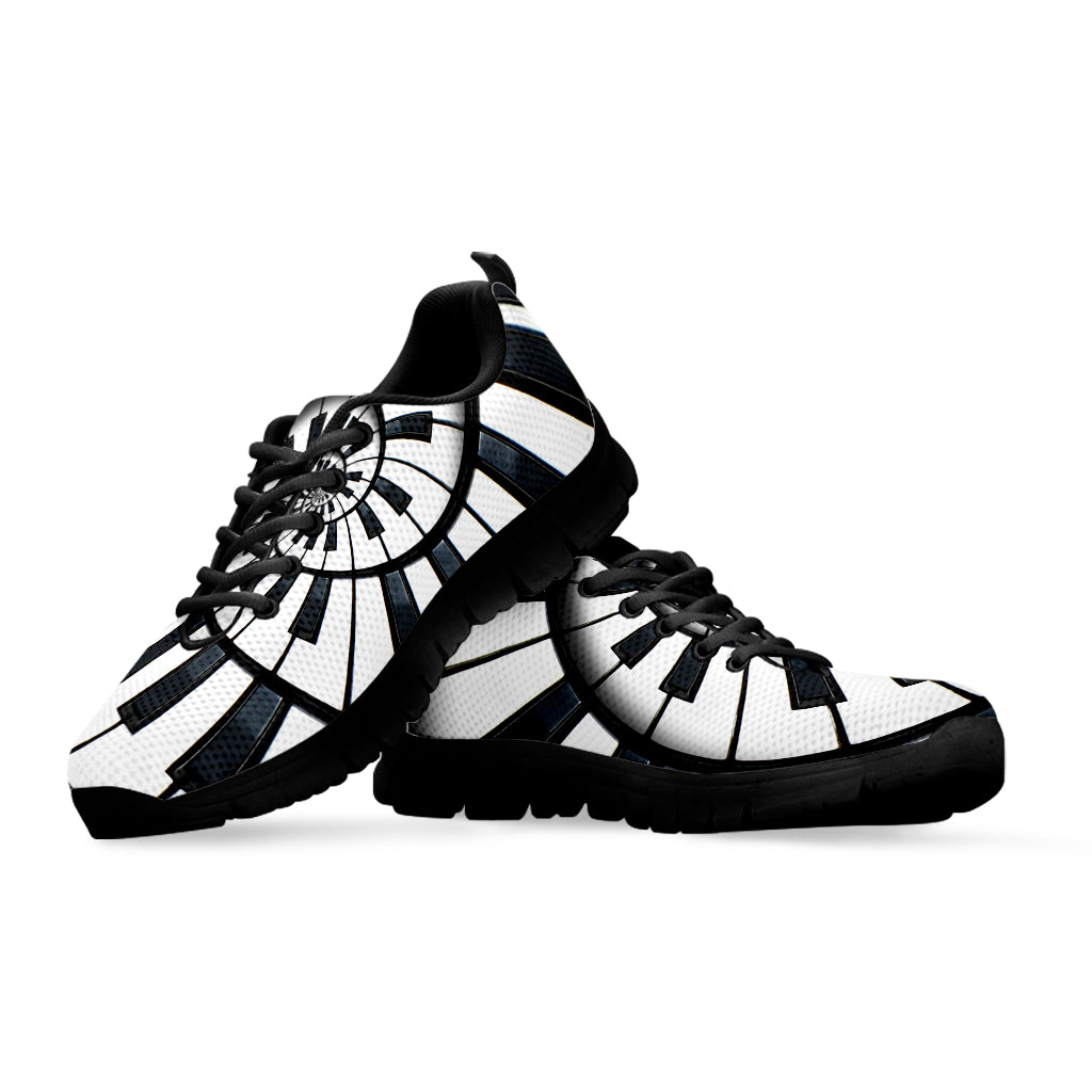 Spiral Piano Keyboard Print Black Sneakers