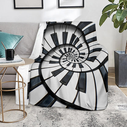 Spiral Piano Keyboard Print Blanket