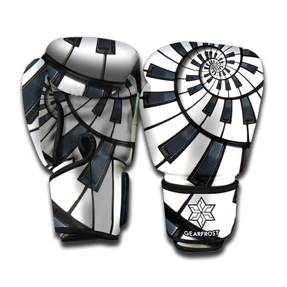 Spiral Piano Keyboard Print Boxing Gloves