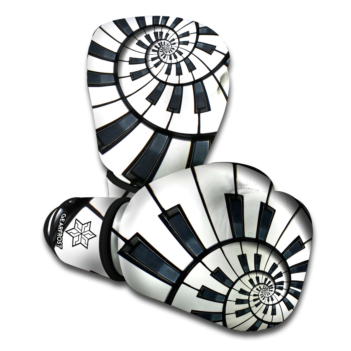 Spiral Piano Keyboard Print Boxing Gloves