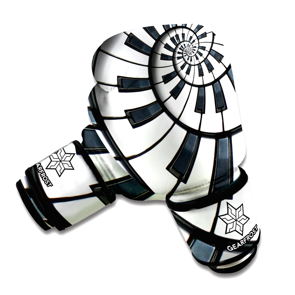 Spiral Piano Keyboard Print Boxing Gloves