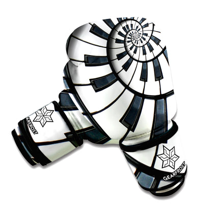 Spiral Piano Keyboard Print Boxing Gloves
