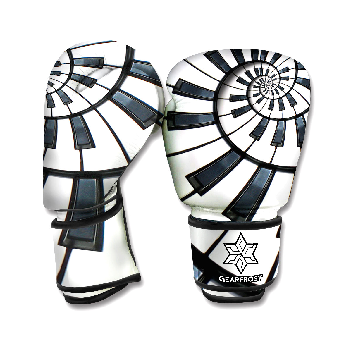 Spiral Piano Keyboard Print Boxing Gloves