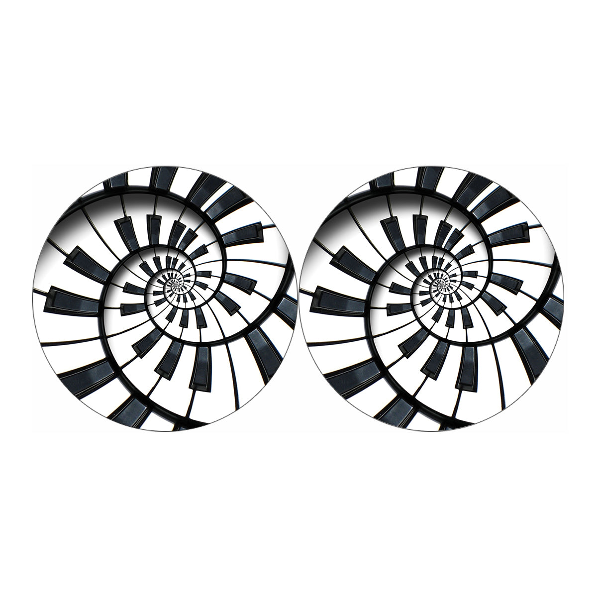 Spiral Piano Keyboard Print Car Coasters