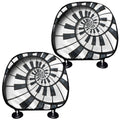 Spiral Piano Keyboard Print Car Headrest Covers