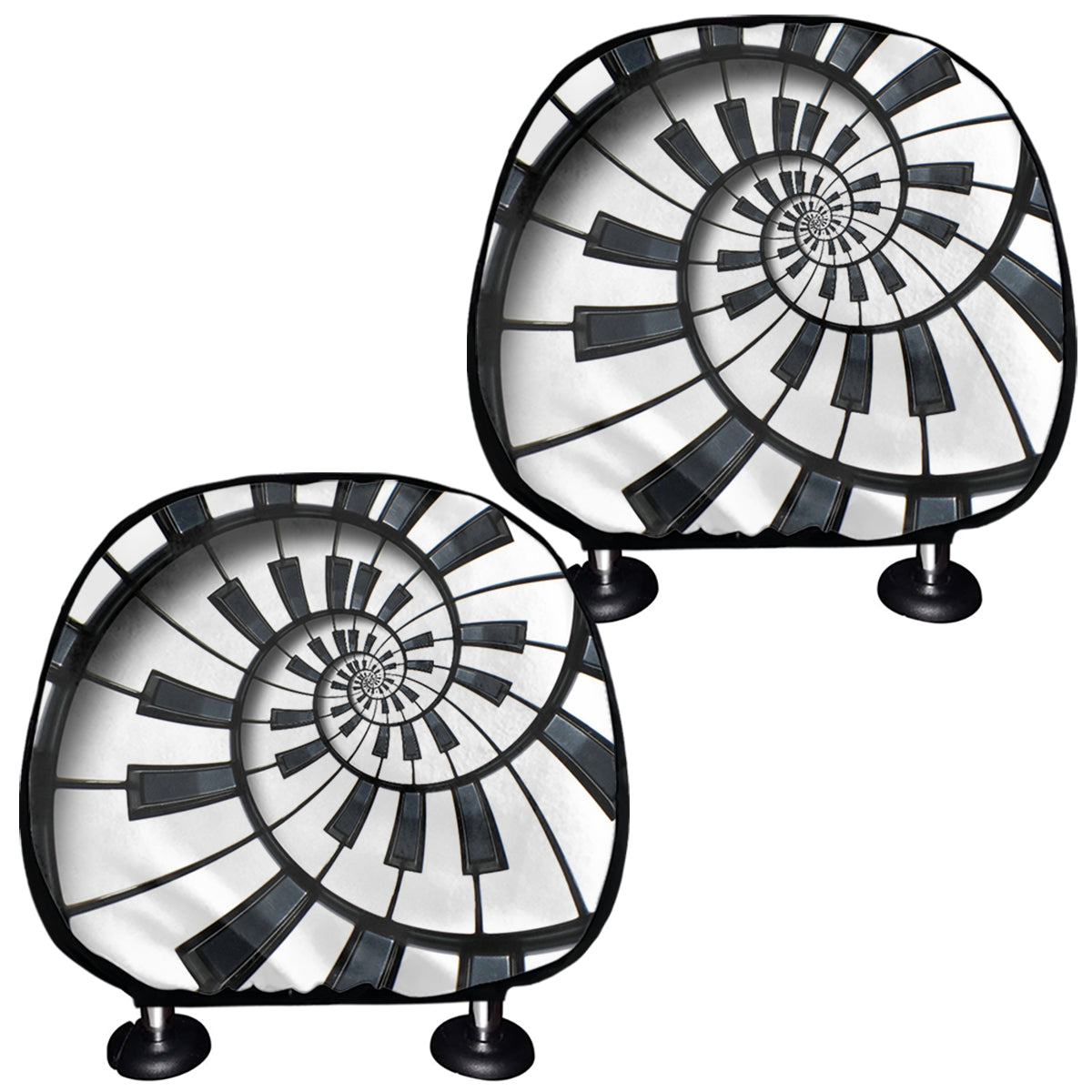 Spiral Piano Keyboard Print Car Headrest Covers