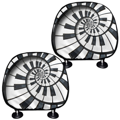 Spiral Piano Keyboard Print Car Headrest Covers
