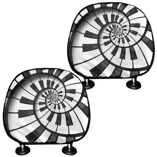 Spiral Piano Keyboard Print Car Headrest Covers
