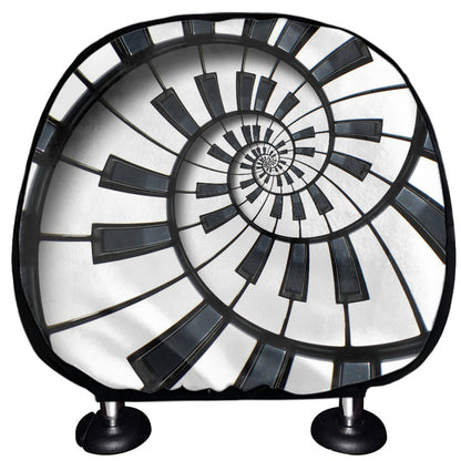 Spiral Piano Keyboard Print Car Headrest Covers