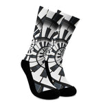 Spiral Piano Keyboard Print Crew Socks