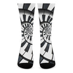 Spiral Piano Keyboard Print Crew Socks