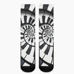 Spiral Piano Keyboard Print Crew Socks