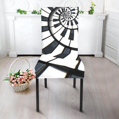 Spiral Piano Keyboard Print Dining Chair Slipcover