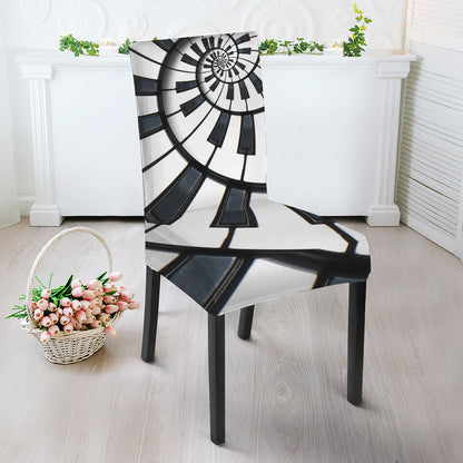 Spiral Piano Keyboard Print Dining Chair Slipcover