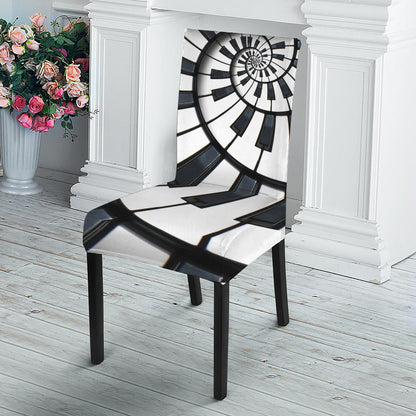 Spiral Piano Keyboard Print Dining Chair Slipcover