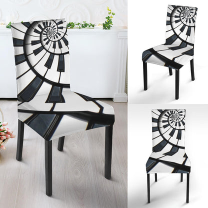 Spiral Piano Keyboard Print Dining Chair Slipcover