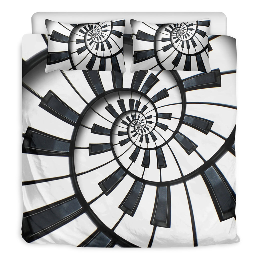 Spiral Piano Keyboard Print Duvet Cover Bedding Set