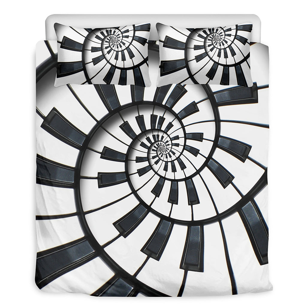 Spiral Piano Keyboard Print Duvet Cover Bedding Set