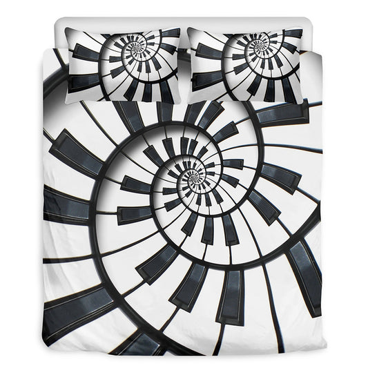 Spiral Piano Keyboard Print Duvet Cover Bedding Set