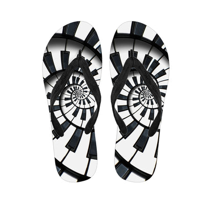 Spiral Piano Keyboard Print Flip Flops